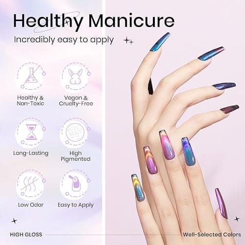 SUPWEE Magnetic Cat Eye Gel Nail Polish Set 12 Colors Cateye Gel Polish with Magnetic Stick Chameleon Cat Eye Gel Aurora Cat Eye Gel and Glass Cat Eye Gel Collection for Home DIY Manicure thumbnail 4