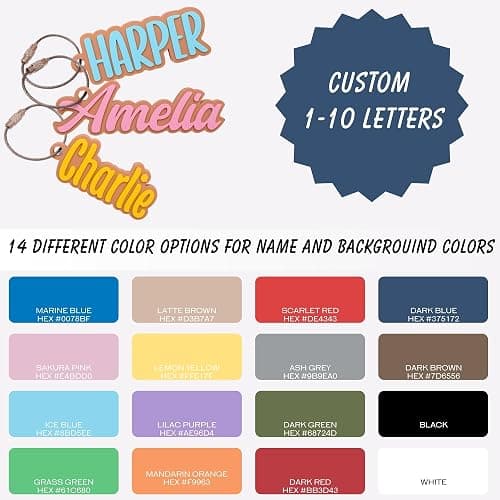 Personalized Backpack Name Tags, Kids Custom Backpack Keychains, Name Tags, Diaper Bag Tags, Lunch Box Keychain (Font #3) thumbnail 2