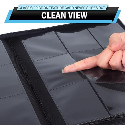 Trading Card Binder 9 Pocket, Zofly Zipper Card Collection Binder Album, Sturdy 540 Side-Loading Card Folder Holder for MTG, TCG, Sports Cards, Game Cards, Black thumbnail 7
