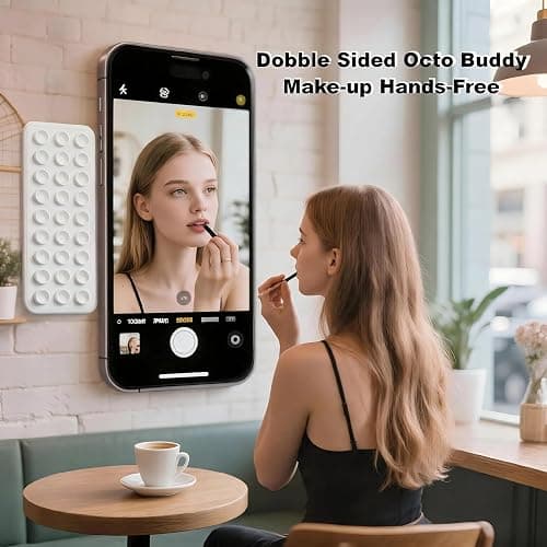 Double Sided Octo Buddy Suction Cup Phone Mount - Silicone Sticky Phone Grip with Higher Suction Power for Effortless Hands-Free Selfies & Videos, Reusable Silicone Phone Suction Grip（White） ﻿ thumbnail 2
