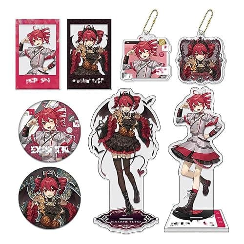 JUSONGKWCP KasaneTetos Cosplay Deko 8 Stück | Anime Figur Stand, Karte, Abzeichen, Anhänger| KasaneTetos Cosplay Zubehör Set - Image 1