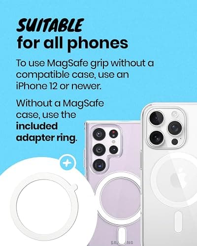 Solid Color Button Phone Grip – Minimalist Design, Durable and Lightweight, Grip and Stand for Smartphones (Baby Pink, Magnetic Type) thumbnail 6