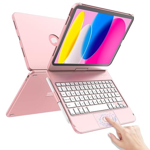 TaIYanG for iPad A16 11th 10th Generation Case with Keyboard 11 inch 2025&10.9 inch 2022,Touch Trackpad Keyboard Case for 10th Generation-360° Rotate,Pencil Holder,Keyboard for iPad 10th Gen,Rose Gold - Image 1