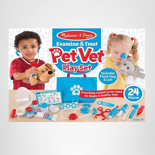 Melissa & Doug Examine and Treat Pet Vet Play Set, 24-Piece Animal Doctor Playset with Dog & Cat Plushies, Pet Doctor Kit & Accessories, Preschool Toys for Girls & Boys Ages 3+ thumbnail 10