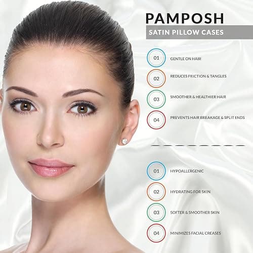 Pamposh Satin Silk Pillowcases For Hair And Skin Pillow Cases 2 Pack with Envelope Closure, Gifts for Women (2 Pcs Pillowcases (50 x 75 cm), Ivory White) thumbnail 7