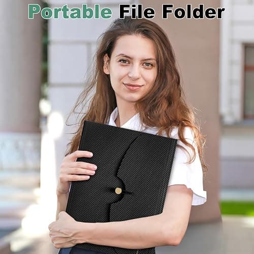 Sooez 7 Pocket Accordion File Organizer, Premium Expanding File Folder | Letter Size Folders for Documents, Sleek Filing Folders with Bungee Closure, Portable Folders School Office Supplies, White thumbnail 7