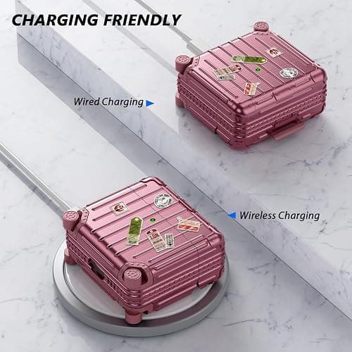 KOREDA Compatible with AirPods 4 Case Cover, Funny Suitcase Design Case for Airpods 4th Generation 2024, Cute Fashion Protective Hard Case with Cleaner Kit & Keychain (Rose Gold) thumbnail 4