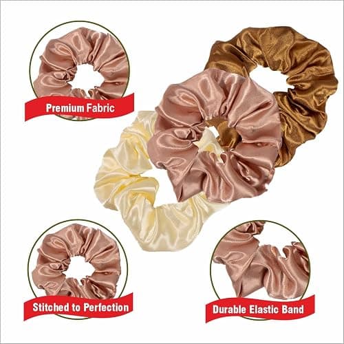 KEAH Pack of 8 Silk Scrunchies - No Crease Satin Scrunchies for Women & Girls, Suitable for All Hair Types - Trendy Colours, Strong Hold With Storage Bag thumbnail 2