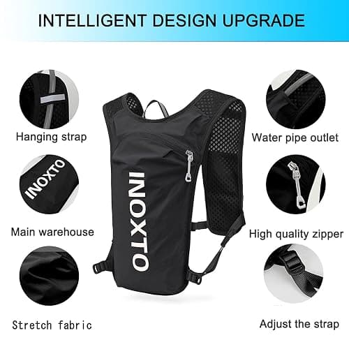 INOXTO Running Hydration Vest Backpack,Lightweight Insulated Pack with 1.5L Water Bladder Bag Daypack for Hiking Trail Running Cycling Race Marathon for Women Men thumbnail 2