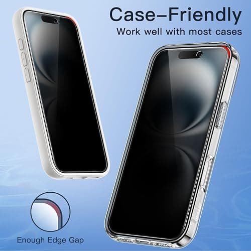 JETech Privacy Screen Protector for iPhone 16 6.1-Inch, Anti-Spy Tempered Glass Film with Easy Installation Tool, 2-Pack thumbnail 7