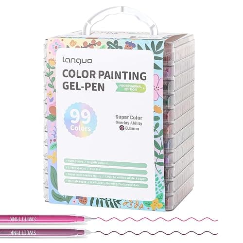 languo Gel Pens for Adult Coloring Books, 99 Colors Set Gel Colored Pens Marker, Perfect Gel Pens for Adult Drawing Doodling Journaling, Art Supplies and DIY Crafts - Image 1
