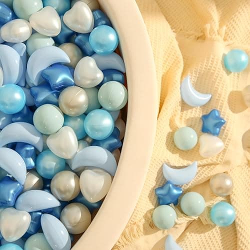 TRENDPLAY Star Ball Pit Balls Set: Vibrant Mix of Shapes - 50 100 200 500 Mix Stars Moon Shapes for Kids, Perfect for Parties, Playtime thumbnail 2