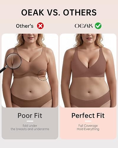 OEAK Womens Deep V Bras Wireless Comfortable Bra Supportive No Underwire Bras Tshirt Push Up Bralettes Plunge Seamless Bra thumbnail 4