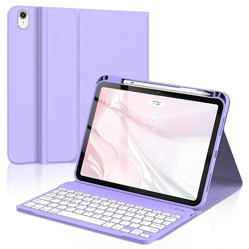 Ynaize for iPad 11th 10th Generation Case with Keyboard - Magnetic Wireless Detachable Keyboard Case Stand Folio Cover with Pencil Holder for iPad 11 inch A16 2025 & 10th Gen 10.9 inch 2022 (Purple) - Image 1