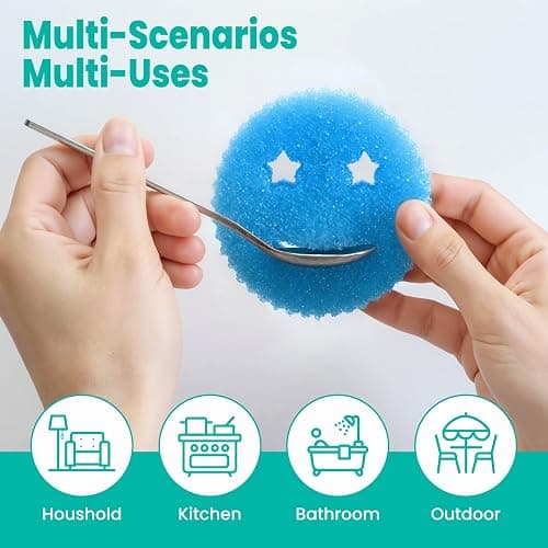 HELIME Scrub Sponge Dish Scrubber, Non Scratch Multipurpose Sponges, Temperature Controlled Dual Sided Cleaning Pads, Durable BPA Free and Odor Resistant Polymer Foam, Safe for Kitchen, Bathroom thumbnail 6