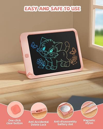 LCD Writing Tablet 10 Inch, Toys for 3 4 5 6 7 8 9 10 Year Old Boys Girls, Colorful Doodle Board Drawing Tablet, Gift for Boys Toddlers Age 3-12 Years, Memo Board, Drawing Pads with Lanyard (Pink) thumbnail 4