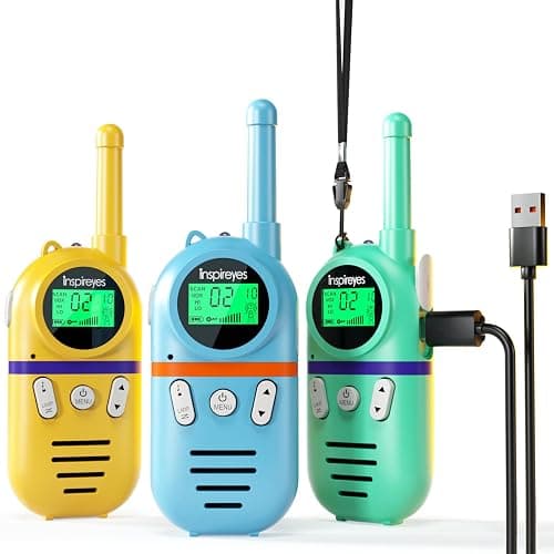 Inspireyes Kids Walkie Talkies, Rechargeable 3 Pack Long Range 2-Way Radios | Toys for Boys Girls 3–12, 48H Battery, Clear Audio, VOX Hands Free, Flashlight, Camping Toy, Hiking, Birthday Christmas Gift - Image 1