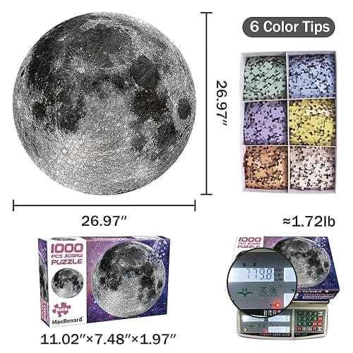 MaxRenard Game 1000 Pieces Jigsaw Puzzle Round Puzzle Toy The Moon thumbnail 3