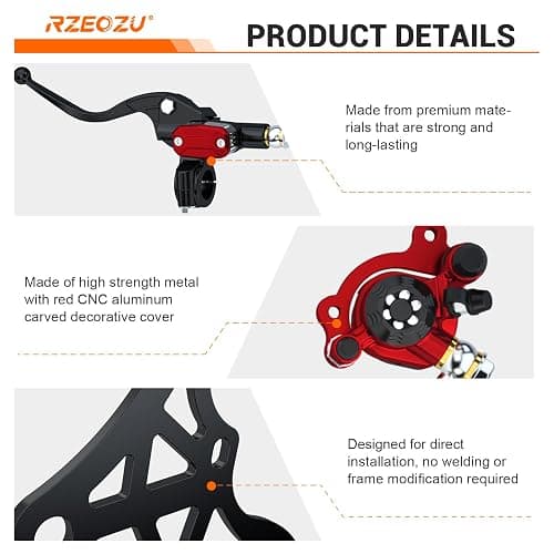 RZEOZU Mini Bike Hydraulic Brake Kit with Rear Caliper Mount Bracket Adapter Compatible with Monster Mega Moto 80cc 105cc MMB80 MMB105 Minibike GMB100 Coleman RB100 Powersports Parts thumbnail 8