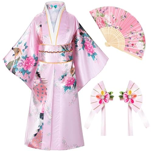 Japanese Traditional Dress Kimono Robe for Kids Girls Costume thumbnail 2