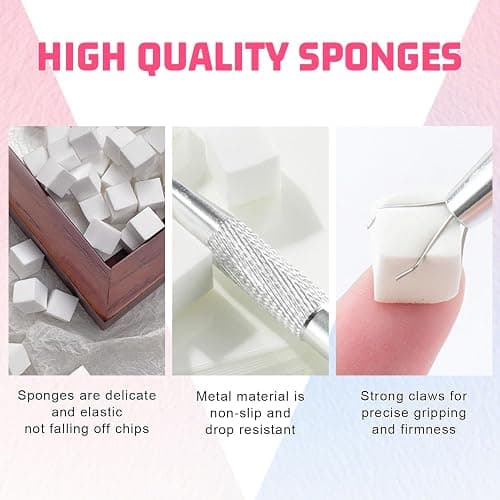 Nail Sponges for Ombre Gel Polish Patting Sponge Grabber Pat Nails Art Tool | Nail sponges for ombre gel polish patting nail art: 120pcs sponges and grabber pen.Patting gel polish palette paint tools kit thumbnail 3