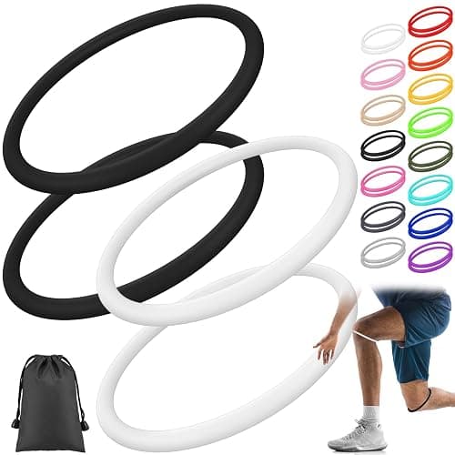 Foilswirl Silicone Patella Knee Band for Basketball Patella Tendon Support Knee Pain Running Tendon Brace Support Strap(4,Black and White,M) - Image 1