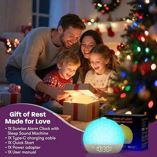 Wake Up Light Sunrise Alarm Clock, White Noise Sound Machine with 30 Soothing Sounds, Dimmable Night Lights, Sleep Aid, Snooze, Timer, Loud Alarm Clock for Heavy Sleepers Adults Kids, Ideal for Gift thumbnail 7