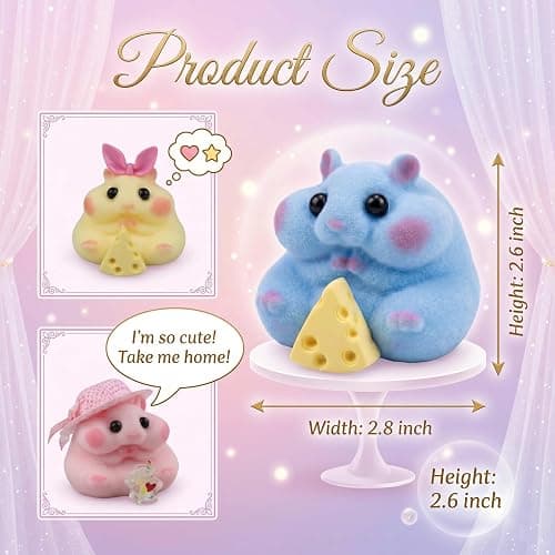 Handmade Taba Squishy Hamster Squeeze Toys, Soft Silicone Animal Squishies, Cute Squishy Hamster Fidget Toys for Kids & Adults, Sensory Anxiety Plushie for Stress Relief & Relaxation（Blue） thumbnail 2