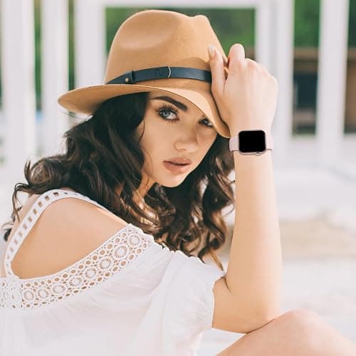 Sport Band Compatible with Apple Watch 49mm 46mm 45mm 44mm 42mm 41mm 40mm 38mm Women Men, Replacement Soft Silicone Sport Strap Wristbands for iWatch Series 10/9/8/7/6/5/4/3/2/1 Ultra SE, Light Pink thumbnail 7
