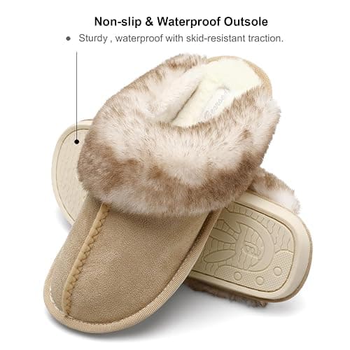Besroad Winter Fuzzy House Slippers Sandals Plush Faux Fur Fluffy Flats Slippers Warm Slide Shoes for Women thumbnail 5
