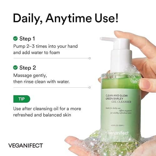 VEGANIFECT Hydrating Gel Cleanser Face Wash, Non-Stripping Gel-to-Foam, Deep Hydration for Sensitive Oily & Dehydrated Skin, Korean Skin Care, Gentle cleanser, Big Size (205ml/6.93 fl oz) thumbnail 7