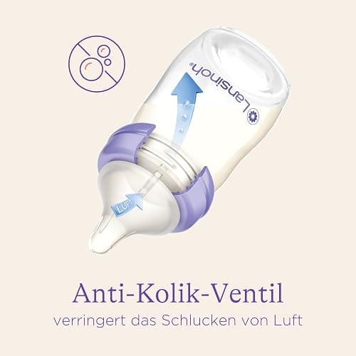 Lansinoh Babyflaschen Starter Set - Babyflasche in 160 ml & 240 ml - NaturalWave Sauger Größe S, M, L - neues kompaktes Design für verbesserte Stabilität - mit stapelbarem Deckel thumbnail 6