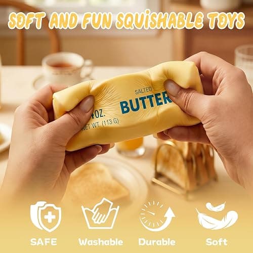 2PCS Butter Squishy – Slow Rising Butter Squishy Toy, Realistic Food Fidget Toys for Adults, Soft PU Material, Sensory Anxiety Relief & Focus Aid, Portable 5.5 Inch Squishy Butter for Office & Home thumbnail 6