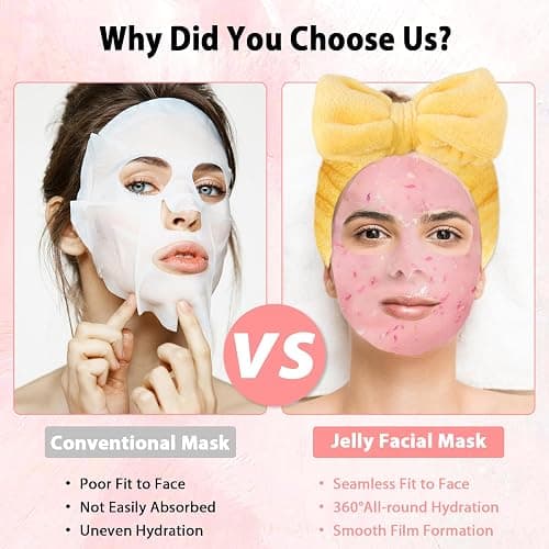 Pjordo Jelly Masks Set for Facials Professional Spa,10 Pack Jelly Mask Powder with Mixing Bowl Set, Peel Off Hydrojelly Mask for Hydrating, Nourishing & Soothing, Valentines Day Gifts for Women thumbnail 5