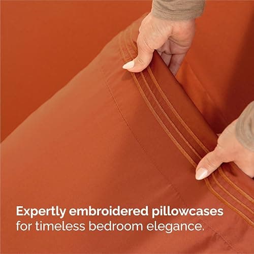 King Size 4 Piece Sheet Set - Comfy Breathable & Cooling Bed Sheets Set - Hotel Luxury Bedding for Women, Men, Kids & Teens - Deep Pockets, Easy-Fit, Super Soft & Wrinkle Free - Oeko-Tex - Terracotta thumbnail 6
