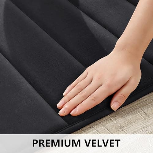 BYSURE Bathroom Rugs Sets 2 Piece, Memory Foam Non Slip Extra Soft Absorbent Machine Washable Toilet Bath Mats (Black, 17x24+20x32) thumbnail 7
