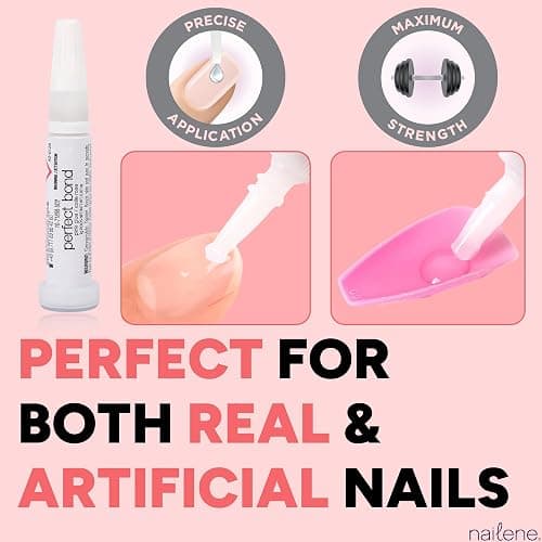 Nailene Perfect Bond Nail Glue, Super Strong, Durable, Easy to Apply Acrylic Nails, Press On Nails, Repairs Natural Nails, Quick Drying Nail Adhesive, Lasts 7 Days, Pink Tint, 2 g/0.07 oz, 2 Pack thumbnail 6