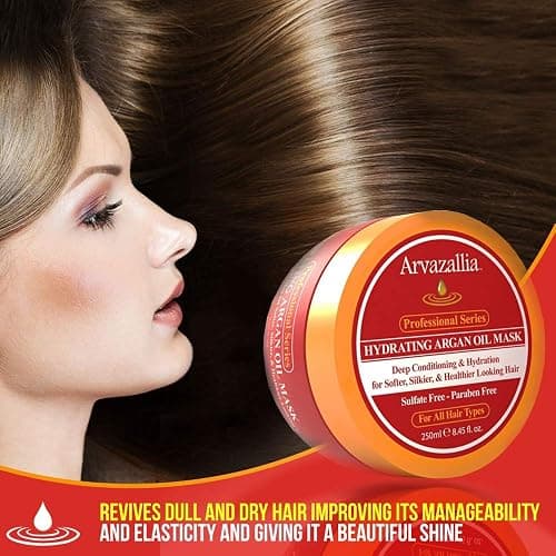 Arvazallia Hydrating Argan Oil Hair Mask and Deep Conditioner for Dry or Damaged Hair (8.45 oz Jar) thumbnail 4