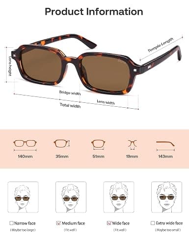 SOJOS Trendy Rectangle Polarized Sunglasses Womens Mens SJ2610 | Small Cute 90s Y2k Retro Fashion Vintage Sunnies Slim Thin Narrow Square Frames UV Protection TAC Lenses thumbnail 5