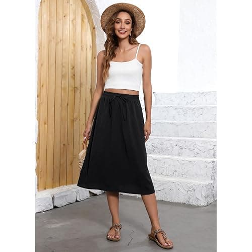 Witsmile Flowy Skirt Elastic High Waist A-Line Skirt with Pockets Bohemia Cover-up for Women 2026 Trendy(S-2XL) thumbnail 3