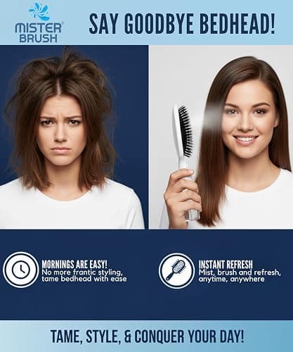 Mister Brush 2-in-1 Hairbrush Mister – Innovative Hair Mist & Brushing Tool for Wet & Dry Hair Styling – No-Tangle Bristles, Convenient Water Reservoir, Easy-to-Use (White) thumbnail 4
