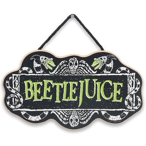 Beetlejuice Hanging Wood Wall Decor - Iconic Beetlejuice Sign for Halloween Decor - Image 1