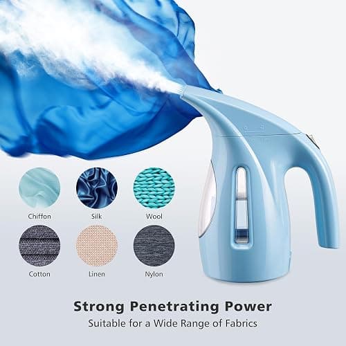 HiLIFE Steamer for Clothes, Portable Handheld Design, 240ml Big Capacity, 700W, Strong Penetrating Steam, Removes Wrinkle, for Home, Office(ONLY FOR 120V) (Sky Blue) thumbnail 5