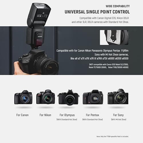 Neewer TT560 Flash Speedlite for Canon Sony Nikon Panasonic Olympus Pentax and Other DSLR Cameras, Digital Camera Speedlight with Standard Hot Shoe - for Canon Nikon Sony thumbnail 3