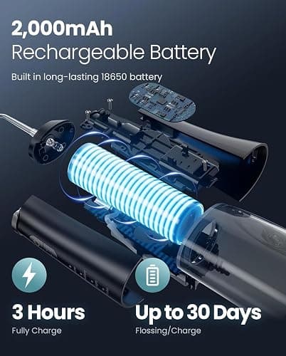 Onlyone Rechargeable Cordless Water Flosser with Adjustable Water Pressure for Daily Oral Care, Power Dental Flosser for Home and Travel Use, Portable Oral Irrigator for Sensitive Gums and Braces Care thumbnail 6