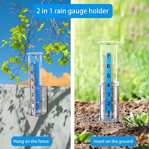 Timenued Rain Gauge Outdoor,7" Rain Gauges Outdoors Best Rated with Stainless Steel Rack Holder,Freeze Proof Plastic Large Guage for Yard Garden Fence Lawn Farm thumbnail 8
