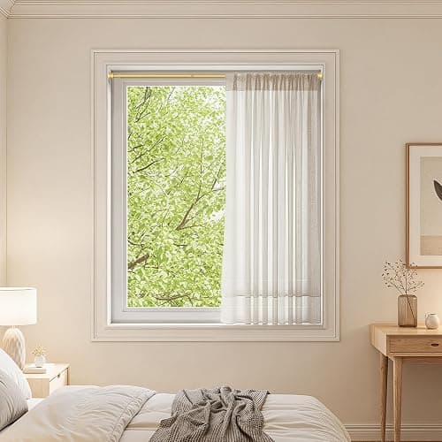 Tension Rod for Windows 28 to 48 Inch Spring Curtain Rods No Drilling 7/8" Diameter Gold Tension Rods Adjustable Curtain Rods Expandable Pressure Spring Tension Rods for Closet Doorway Kitchen Door thumbnail 2