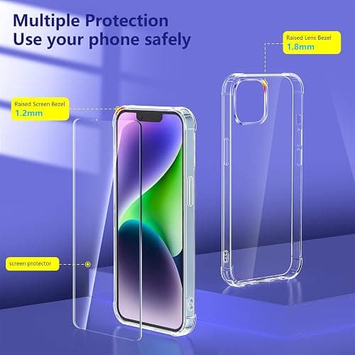 YIRSUR Coque Compatible avec iPhone 14 Plus Paillettes, avec 2 Verre Trempé Protection écran et 2 Caméra Arrière Protecteur, Transparent Glitter Etui Silicone TPU Bumper Antichoc Housse thumbnail 8