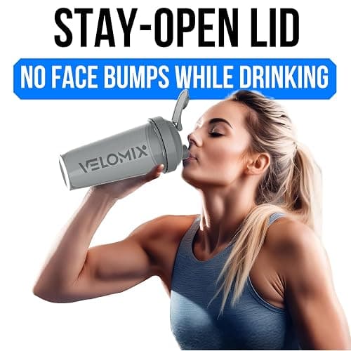 VELOMIX -4 Pack- 28 oz Protein Shaker Bottles for Protein Mixes - 4x Wire Whisk | Leak Proof Shaker Cups for Protein Shakes | Protein Shaker Bottle Pack (Silver Mix) thumbnail 7