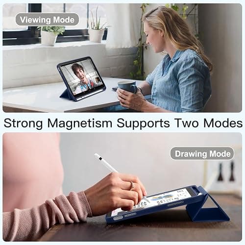 Akkerds Compatible with iPad (A16) 11th Generation Case 11 Inch 2025, for iPad 10th Generation Case 10.9 Inch 2022 with Pencil Holder, Slim Trifold Stand Protective Cover with Soft TPU Back, Navy Blue thumbnail 6